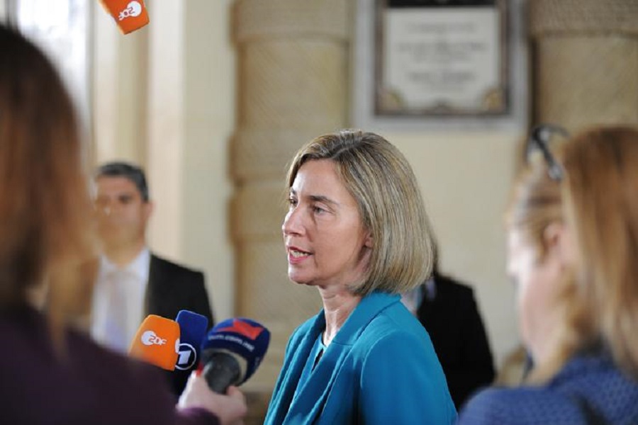 Tlačová konferencia F. Mogherini po rokovaní ministrov obrany EÚ