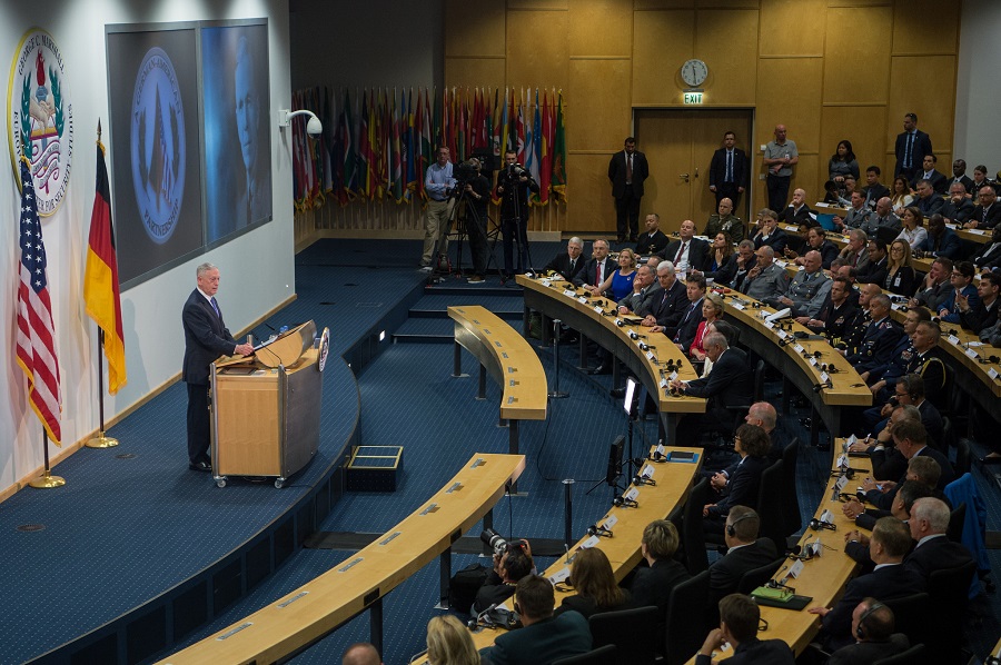 Prejav ministra obrany USA J. Mattisa v Európskom centre pre bezpečnostné štúdie G. C. Marshalla