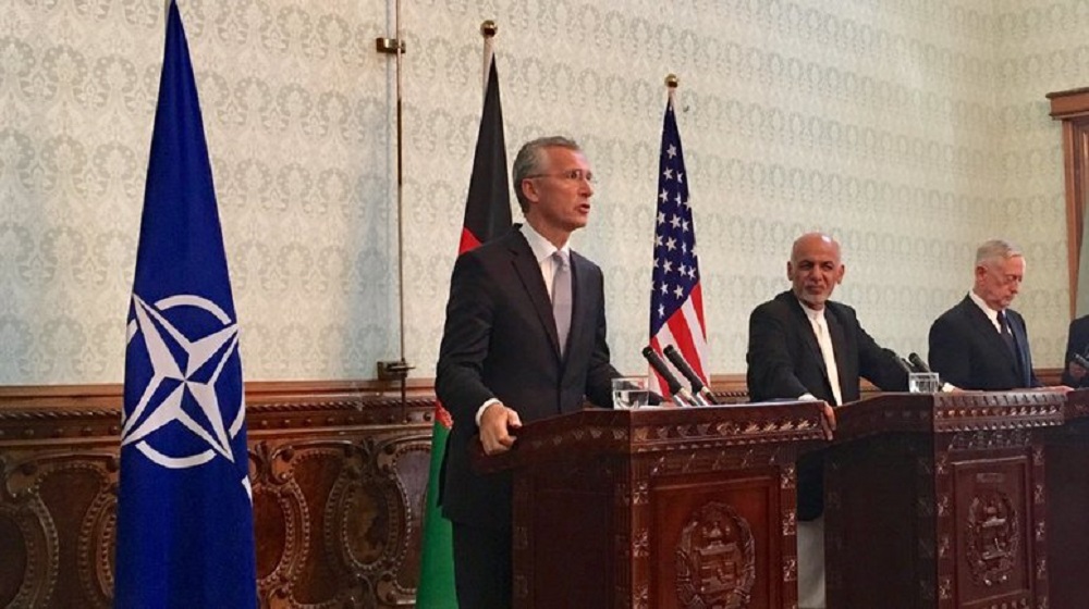 Spoločná tlačová konferencia prezidenta Afganistanu, generálneho tajomníka NATO a ministra obrany USA