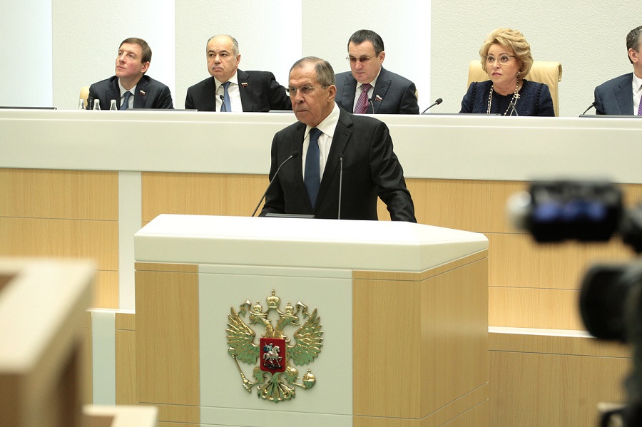 Hodina otázok a odpovedí ministra zahraničných vecí RF S. Lavrova v ruskom parlamente