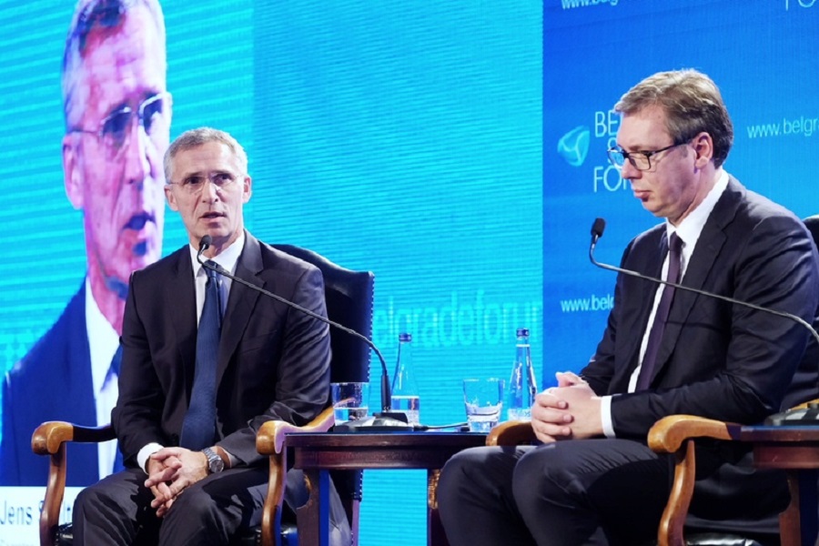 Panelová diskusia GT NATO J. Stoltenberga  a prezidenta Srbska A. Vučiča