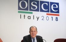 Tlačová konferencia ministra zahraničných vecí Ruska S. Lavrova po rokovaní OBSE
