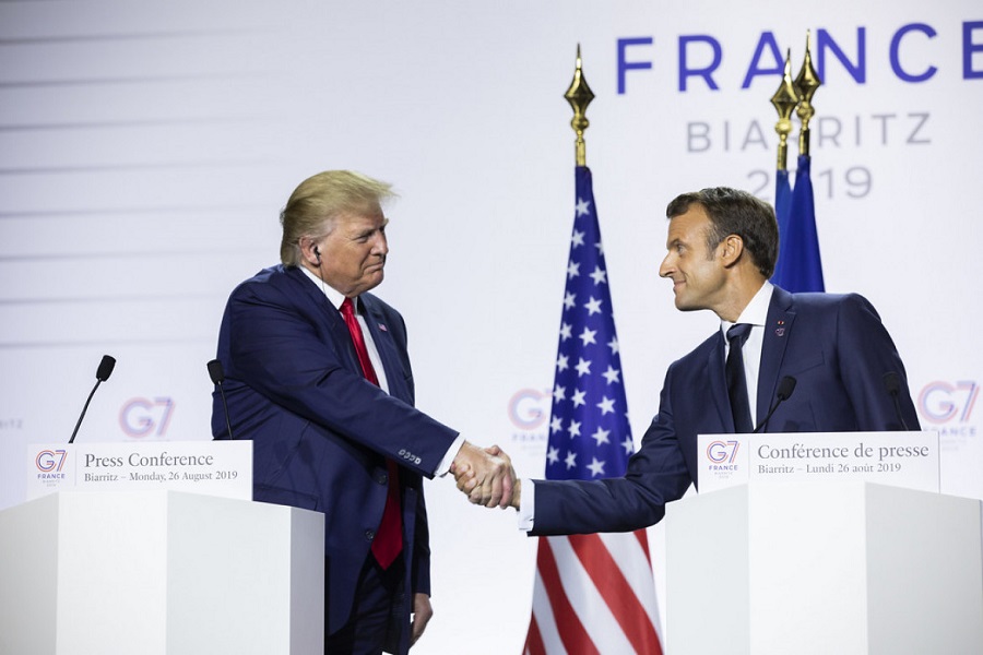 Spoločná tlačová konferencia Macron – Trump