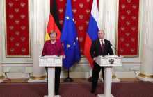 Tlačová konferencia V. Putina a A. Merkelovej po ich rokovaní /plné znenie/